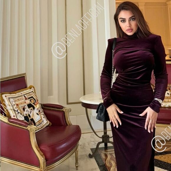 NWT ZARA DRAPED VELVET DRESS ZWβCOLLECTION burgundy - Picture 6 of 13